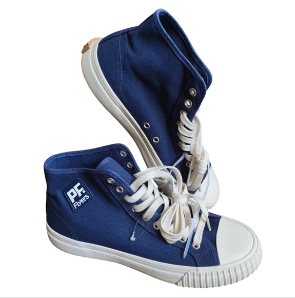 NWOT P.F. Flyers Men's 9.5/Wms 11 Blue High Top Lace Up Sneaker Shoes - Picture 1 of 13